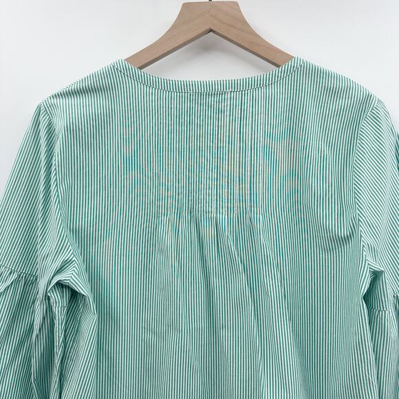 Vinyard Vines Striped Pintuck Long Sleeve Top in Stripe Seawall Green Size S - Picture 6 of 11
